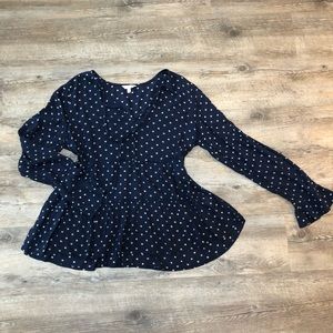 Lucky Brand flowy navy peplum tunic #NWOT